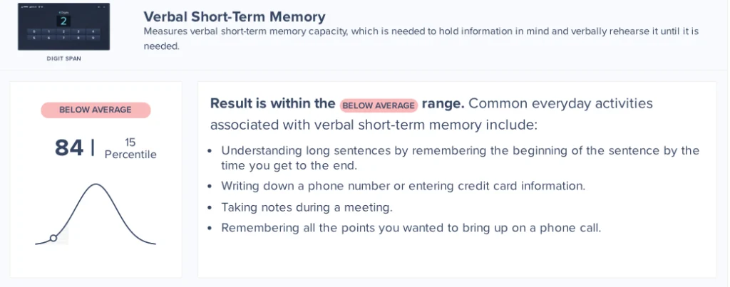 cognitive treatments verbal short term memory tampa